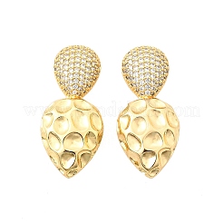 Серьги-гвоздики в форме капли с прозрачным кубическим цирконием из латуни EJEW-C147-05G