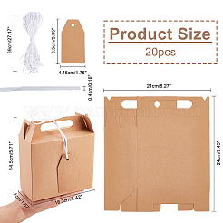 Scatole portagioie pieghevoli rettangolari in cartone di carta kraft con manico&nbsp;CBOX-WH0009-05B