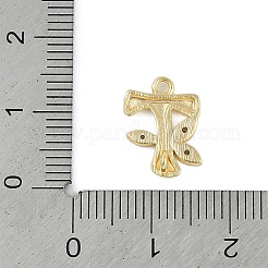 Connettori con lettere in strass di cristallo in ottone&nbsp;KK-S395-06G-T