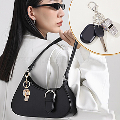 2 шт. 2-цветные брелки из сплава со стразами&nbsp;KEYC-PH0002-20