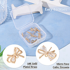 4 пара 2 стилей латунных микропаве прозрачных кубических цирконий серьги-гвоздики фурнитура&nbsp;KK-TA0002-63