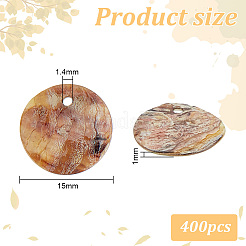 400 шт. плоские круглые подвески в форме ракушки BSHE-GO0001-02