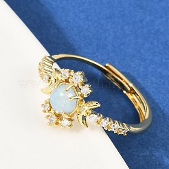 Латунные микро проложить пальцев кольца кубического циркония&nbsp;RJEW-D318-03G