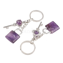 Porte-clés pendentif améthyste naturelle&nbsp;KEYC-A016-01P-11