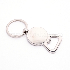 Сублимационные заготовки брелки открывалка для бутылок из цинкового сплава пустые кольца для ключей&nbsp;KEYC-WH0018-19P