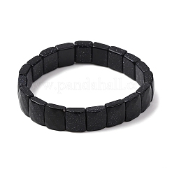 ユニセックスの合成ブルーゴールドストーンビーズストレッチブレスレット  多面カット四角形  ビーズ：12x10x6mm  内径：2.24インチ（5.7cm）&nbsp;G-K303-02J