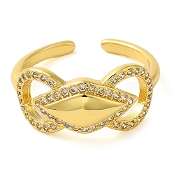 Открытые манжеты из латуни с бантом и микро-паве с прозрачным цирконием для женщин&nbsp;LS-RJEW-Z070-06G