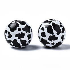 Расписные европейские бусины из натурального дерева WOOD-S057-054