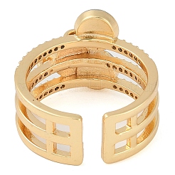 Плоское круглое латунное кольцо-манжета с микропаве из прозрачного кубического циркония RJEW-Q819-21G