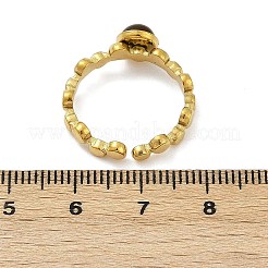 316ステンレススチールと天然混合宝石のカフリング  イオンプレーティング（ip）  18KGP本金メッキ  ハンダ付け  6.5mm  調整可能&nbsp;RJEW-Z098-01G-02