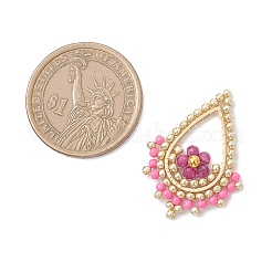 Подвески из натурального рубина круглой огранки и стеклянных бусин PALLOY-MZ01097-02