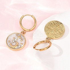 Pendientes de aro colgantes de acero inoxidable 304 con rhinestone para mujer.&nbsp;EJEW-F417-01G-01