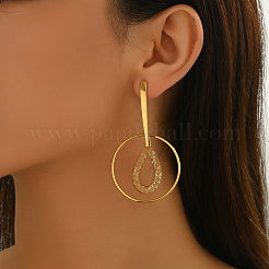 Железные серьги-гвоздики с полыми круглыми подвесками RS3089