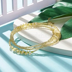 夏のジュエリーウエストビーズ  天然シトリンチップス＆ガラスシードビーズボディチェーン  女性の女の子のためのビキニジュエリー  ゴールドカラー  31.50~31.69インチ（80~80.5cm）&nbsp;NJEW-C00027-06
