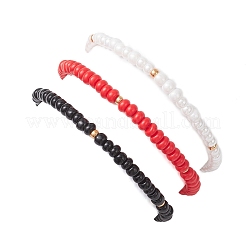 3 шт. двухцветные стеклянные бусины и синтетические бирюзовые браслеты для мужчин и женщин BJEW-MZ00223