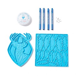 Kit di campanelli eolici con renne e piume di Natale&nbsp;DIY-M039-17