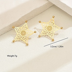 Полые серьги-гвоздики из нержавеющей стали в форме звезды&nbsp;BW4018