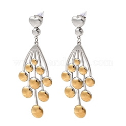 女性用304ステンレススチールスタッドピアス  ダングルピアス  ゴールデン·ステンレス鋼色  フラットラウンド  77.5x27mm&nbsp;EJEW-K296-08A-GP