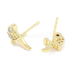 Orecchino a bottone in ottone con pavé di zirconi trasparenti&nbsp;EJEW-S217-G01
