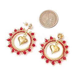 Pendientes colgantes con forma de corazón de hierro&nbsp;EJEW-MZ00405-01