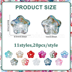 220шт 11 цвета гальванические стеклянные бусины EGLA-ME0001-02