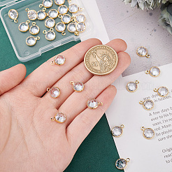 30 шт. подвески из прозрачного кубического циркония с латунным краем и петлей&nbsp;KK-PH0010-41