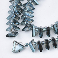 電気メッキガラスビーズセット  多面カット  ファン  スチールブルー  10x12.5x4mm  穴：1mm  約90個/連  19.2インチ&nbsp;EGLA-S176-05B-B08