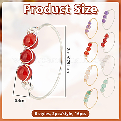 16 шт. 8 стиля смешанных колец из драгоценных камней&nbsp;RJEW-UN00051