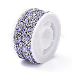 304ステンレススチールエナメルカーブチェーン  スプールで  ハンダ付け  多面カット  ライラック  2.5x2x0.8mm  32.80フィート/ロール（10m /ロール）&nbsp;CHS-P013-01P-06