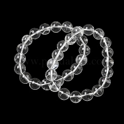 Natürliche Quarzkristall-Stretch-Armbänder mit runden Perlen&nbsp;GG-CBA12F1-02D-12