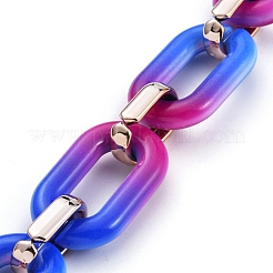 Handgefertigte zweifarbige undurchsichtige Acrylkabelketten&nbsp;AJEW-JB00635-03