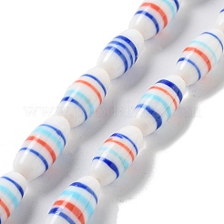 手作りのネパールランプワークビーズ  オーバル  ライトスカイブルー  22~22.5x9.5~10mm  穴：1.6mm  約30個/連  25.87''（65.7センチメートル）&nbsp;LAMP-Z008-07C
