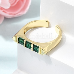 Bagues ouvertes en laiton avec micro pavé de zircones cubiques pour femmes&nbsp;RJEW-L343-02G-02