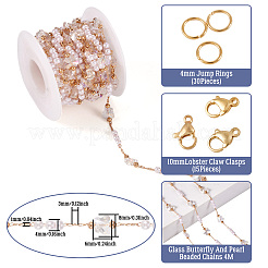 Комплекты украшений для ожерелий из латунных стеклянных бабочек и пластиковых бусин-подставок с искусственным жемчугом&nbsp;DIY-TA0010-49