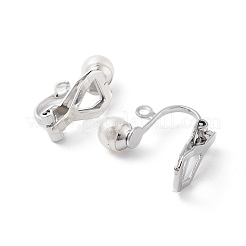 Ohrclips aus Edelstahl 304 mit Kunstperlen und Kunststoffperlen&nbsp;LS-STAS-H216-03A-P