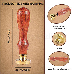 Testa del timbro sigillo di cera d'ottone tono oro religione con manico in legno&nbsp;AJEW-WH0208-827