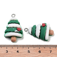 クリスマステーマの不透明樹脂ペンダント  クリスマスチャーム  クリスマスツリー  28x17x8mm  穴：2mm&nbsp;RESI-N039-97