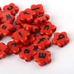 Непрозрачные акриловые бусины с горизонтальными отверстиями в виде цветов X-SACR-Q126-06