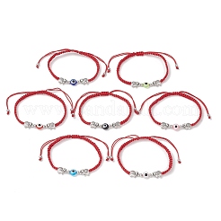 Плоские круглые браслеты из бисера от сглаза из смолы BJEW-JB12045