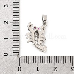 真鍮キュービックジルコニアチャーム  サソリチャーム  長持ちメッキ  プラチナ  18x13x3mm  穴：5x3mm&nbsp;KK-B187-16P