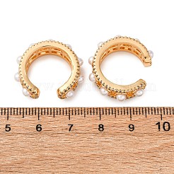 C-образные серьги-каффы из латуни с микропаве из прозрачных кубических цирконий&nbsp;EJEW-Z127-07G