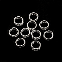 真鍮スプリットリング  鉛フリー＆カドミウムフリー  トリプルループ丸カン  925銀メッキ  21ゲージ  6x3mm  内径：4.5mm&nbsp;KK-O143-23S