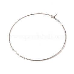 304ステンレススチールフープピアス金具  ワイングラスチャームのパーツ  ステンレス鋼色  45x0.6mm&nbsp;STAS-Z089-01P-01