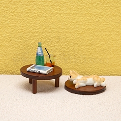 MDF ボード ラウンド テーブル ミニチュア 装飾品  マイクロランドスケープドールハウスアクセサリー  小道具の装飾のふりをする  シエナ  47x26mm&nbsp;PW-WG17FA9-01