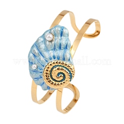 Браслеты-манжеты в форме ракушки из нержавеющей стали 304 с эмалью для женщин BJEW-A049-04A-G