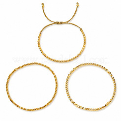 Armbandsets aus geflochtenem Kordel mit runden Messingperlen für Damen und Herren&nbsp;AC2481