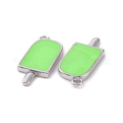 真鍮製エナメルペンダント  アイスキャンディー  プラチナメッキ  プラチナメッキ  薄緑  20x9x2mm  穴：1.5mm&nbsp;KK-A168-16-06P