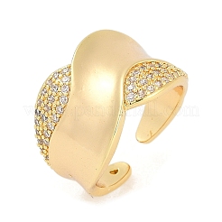 Открытые манжеты из латуни с микропаве и прозрачным цирконием для женщин RJEW-M026-02G-04