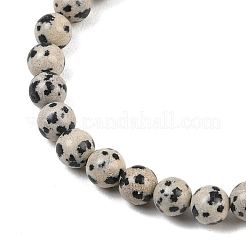 Круглые браслеты из бисера из натуральной далматинской яшмы&nbsp;X-BJEW-G073-16