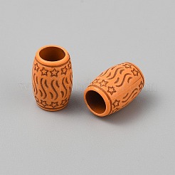 不透明樹脂ヨーロッパビーズ  バレルビーズ  大穴ビーズ  ダークオレンジ  スター  16x11mm  穴：7mm&nbsp;RESI-WH0041-08B